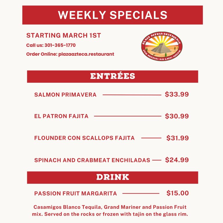 Weekly Specials - March 1st
