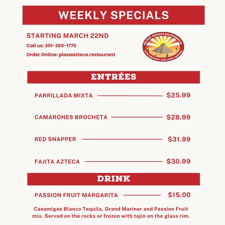 Weekly Specials - March 22nd