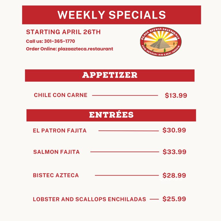Weekly Specials - April 26th